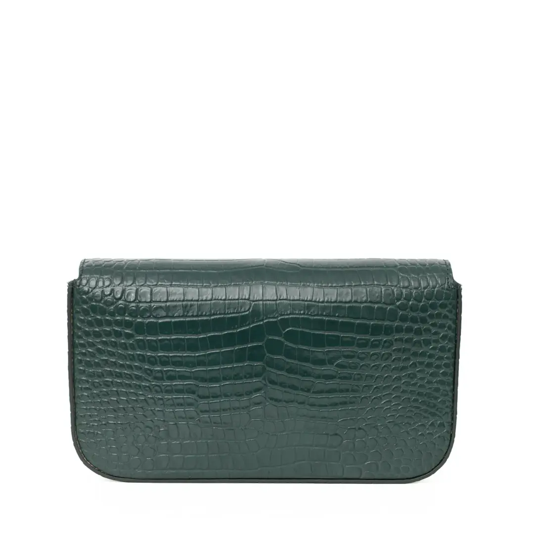 Small Croco Leather Clutch Bag